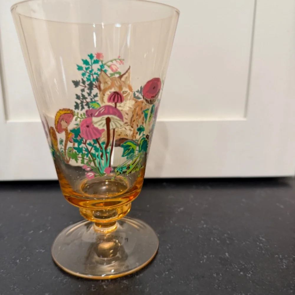 NWT Anthropologie Nathalie Lete Marais Glass Wine Goblet Lynx - Picture 5 of 7